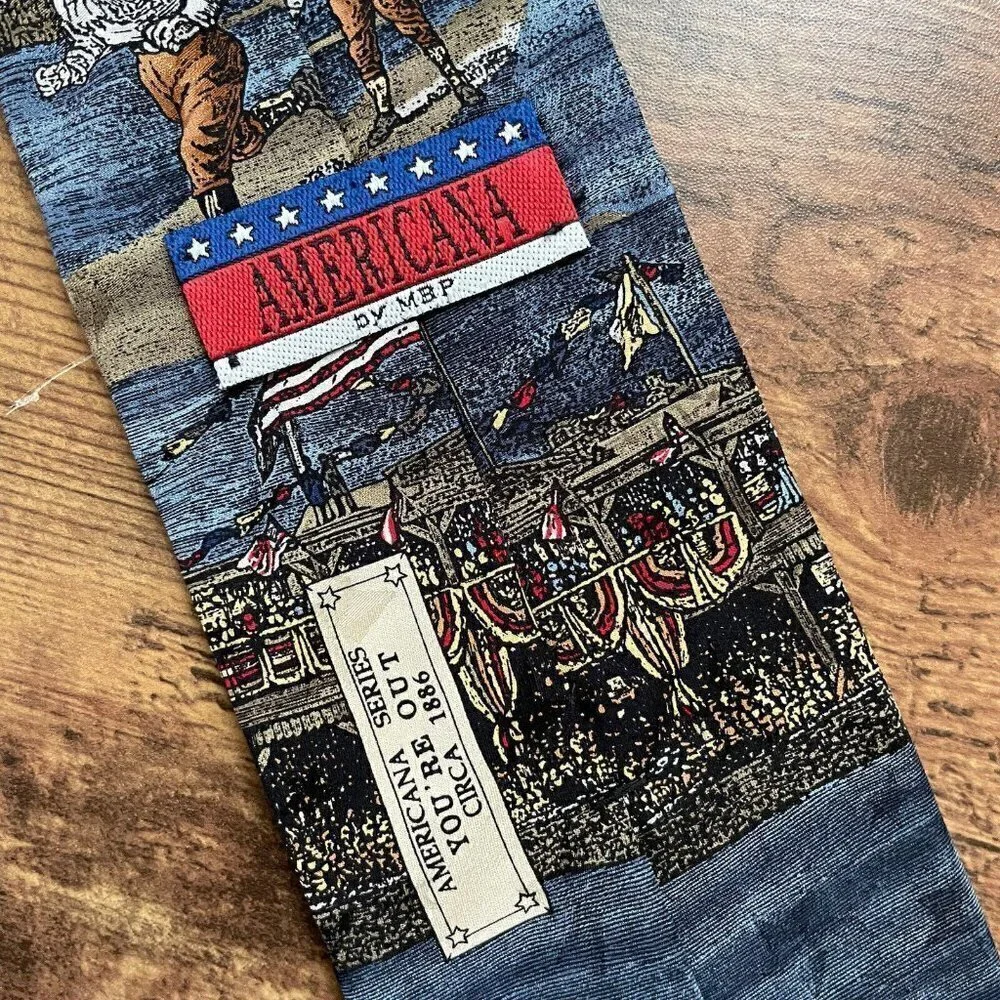 Americana by MBP Mens Silk Necktie Old Tyme Baseball USA Novelty Theme Necktie